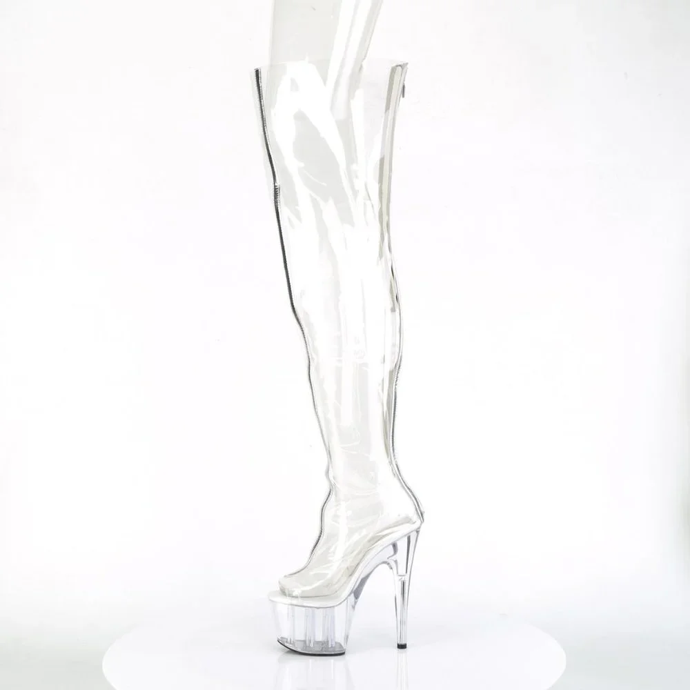 Clear Heeled Thigh High Boots - Picture 3 of 5